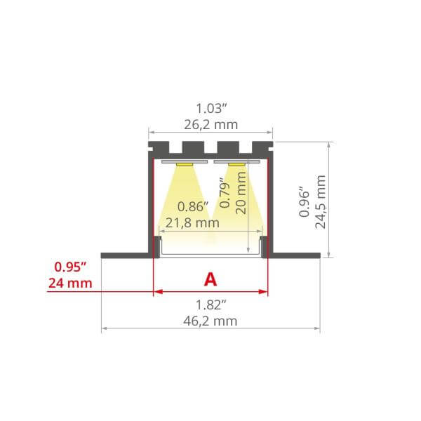 LED Einbauprofil in silber und weiß